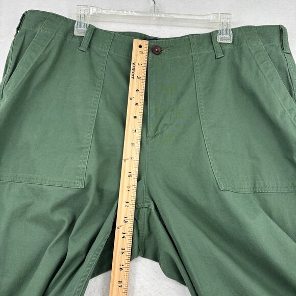 Lands End Pants 20W Green High Rise Utility Straight Leg Pockets Cotton Stretch - Picture 9 of 12